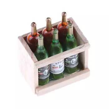 6 бутылок винного сока с деревянной миниатюрной кухонной игрушкой для кукольного домика в подарок
