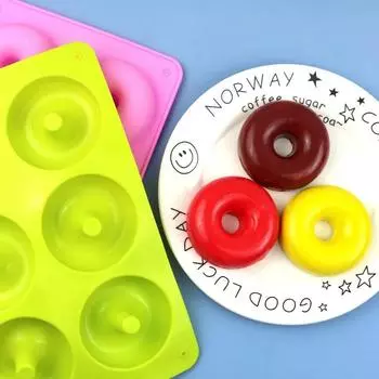 6-Cavities Silicone Donut Mold Donut Cake Baking Tray Doughnuts Mould розовый