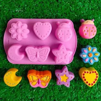 6-cavity 3D Handmade Silicone Mold Mixed Mode Mold Soap Making Cake Cup Molds for Handmade Soaps Resin Crafts Arts Sewing Home