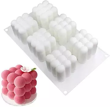 6 Cavity Easy Demoulding Silicone Resin Cube Candles Molds 3D Wax Soap Mould Cake Dessert Chocolate Baking Pastry Tools белый