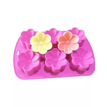 6-Cavity Silicone Flower Cake Mold Handmade Jelly Mousse Mould Heat Resistant Chocolate Baking Tray Ice Cube