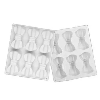 6 ячеек 3D бант в форме мягкого трафарета DIY Craft торт декор силиконовая литьевая форма