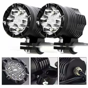 6 чипов дополнительных светодиодных фар для мотоцикла дальнего/ближнего/стробоскопического света дальнего света противотуманные фары для мотоциклов вспомогательный прожектор для мотокросса чёрный