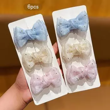 6 colorful bow hair clips, sweet and cute hair accessories suitable for daily use