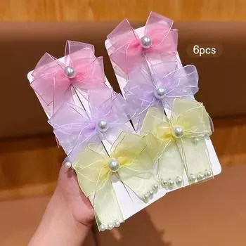 6 colorful fashionable bow hair clips, sweet and stylish hair accessories suitable for daily use
