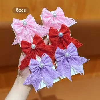 6 colorful sweet wind bow hair clips suitable for daily hair accessories