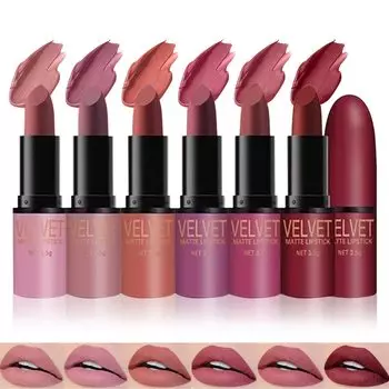 6 Colors Matte Lipstick Velvet Nude Moisturizer Smooth Lipstick Cup Fade Waterproof Lipstick Makeup Set Set, Kit, Non-stick Won t Long-Lasting