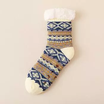 6 Colors Terry Warm Mid-Calf Socks Dense Polyester Skin-Friendly Men Lambswool Winter Essential Winter Thickened Mid-Calf Socks