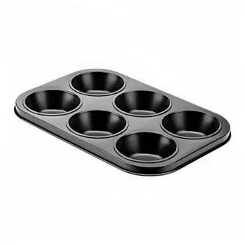 6-Cup Non-Stick Muffin Baking Pan Carbon Steel Cupcakes Mould Tray Bakeware чёрный