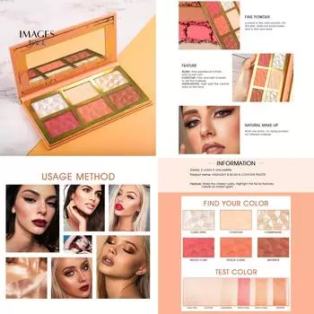 6-цвет содержит выделитель румяна палитра контур тени лица Многофункциональная косметика мастерство