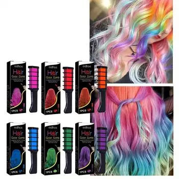 6-цветная временная расческа для волос нежна и не повреждает волосы или кожу головы, что позволяет легко менять цвет волос. Массаж для волос розовый