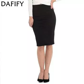 DAFIFY Женская мода Повседневная Летняя Весна Однотонные принтованные юбки с высокой талией S чёрный