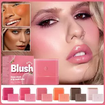6-цветный крем-румяна для губ и щек, фруктовый макияж, осветляет лицо и сохраняет стойкий цвет One Size