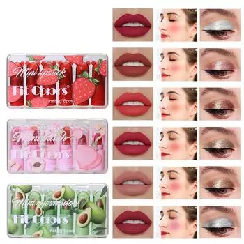 6-цветный мини-многофункциональный набор губной помады, матовая помада, цветные румяна, жемчужные тени для век 6pcs-Blush kit