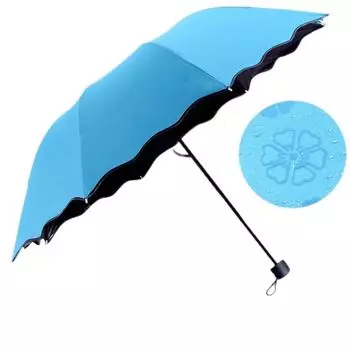 6-цветный веселый креативный водный зонт, женский модный складной зонт с волнами, двухслойный ветрозащитный зонт от ультрафиолета One Size синий