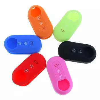 6 цветов, 3 кнопки, силиконовый откидной складной чехол для ключей для Fiat 500 зелёный