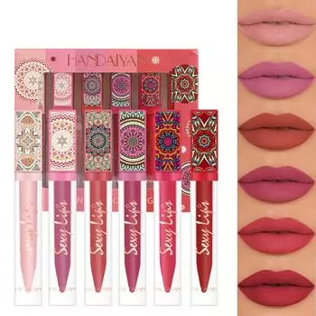 6 цветов, богемный набор помад, долговечный, водостойкий, с антипригарным покрытием, матовый блеск для губ, блеск для губ для женщин 6pcs/box