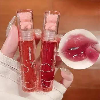 6 цветов глазури для губ милый маленький медвежонок зеркальный блеск желейные губы со сверкающим светом 8#