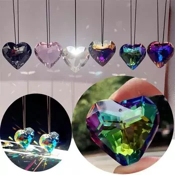 6 цветов хрустальное сердце-призма Ловец солнца украшение для дома