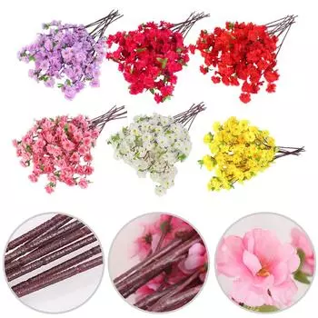 6 цветов искусственный цветок 66см ветви искусственный персик красный