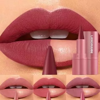 6 цветов Коническая матовая помада Карандаш для губ Карандаш для губ Телесный розовый бархатный оттенок помады Водостойкий сексуальный красный карандаш для губ Контурный макияж