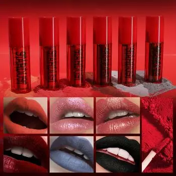 6 цветов мерцающей помады-пудры. Стойкий, легко пигментируемый пудровый блеск для губ. Идеальный праздничный подарок.