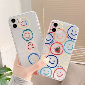 6 цветов милый чехол для телефона со смайликом, мультяшный чехол Conque для Iphone Xs Xr Max X 7 8 Plus 11 12 13 Mini Pro Max, силиконовый чехол в виде ракушки for iphone 12 pro