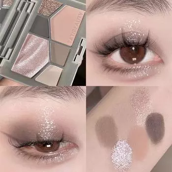 6 цветов Многофункциональная пудра для теней для век Подсветка контура Палитра румян Затенение лица Пудра для ухода Макияж Палитра теней для век Косметика для макияжа 03