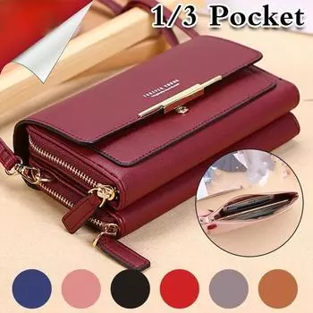 6 цветов модная женская сумка через плечо кожаный 3-слойный кошелек держатель для карт зажим для денег кошелек через плечо синий