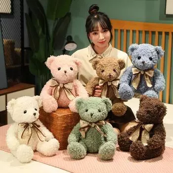 6 цветов мультфильм красочный бант медведь игрушки мягкая подушка мягкие куклы домашний декор подарки на день рождения подруга 33cm