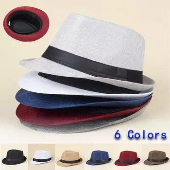 6 цветов мужская женская пляжная шляпа от солнца унисекс дышащая плетеная шляпа от солнца шляпа джаз шляпа красный
