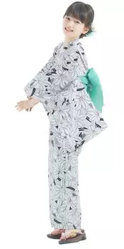 6 цветов на выбор 3 мятых оби Heiko оттенок тусклый цвет [NISHIORI] Детская юката, Детская юката, Девочки, комплект из 3 предметов, от, размеры, 110 см,