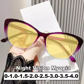 6 цветов, очки ночного видения для женщин и мужчин, модные стильные очки для вождения, очки для близорукости, унисекс, ретро, кошачий глаз 0 чёрный