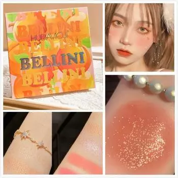 6 цветов персикового цвета, естественные блики, осветляющие румяна для лица. Один диск. Многофункциональный контуринг. Набор теней для век с блестками и жемчугом. Женская студенческая косметика. 6 color blush palett