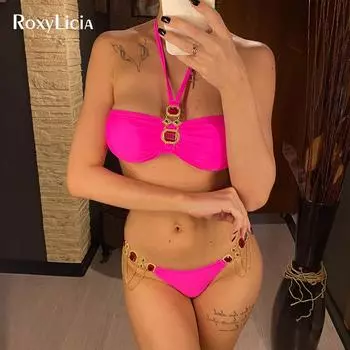 6 цветов, украшенные драгоценными камнями и стразами, алмазное бикини, женские купальники, женский купальник, комплект бикини из двух частей, купальный костюм S чёрный