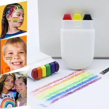 6 Цветов Водорастворимая Радужная Палитра Детский Аквагрим для Лица и Тела, Хэллоуин Сценический Макияж Пигменты для Боди-арта Макияж для Лица 6CM