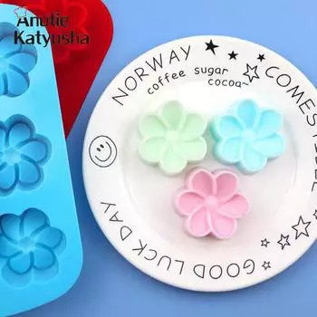 6 даже гардения франжипани силиконовая форма для торта форма для мыла ручной работы легко снимается высокая термостойкость красный