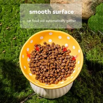 6-дюймовая керамическая грибовидная миска для кошек с приподнятой полкой, удобная для бороды приподнятая миска для еды и воды для плоской наклонной поверхности для кошек красный