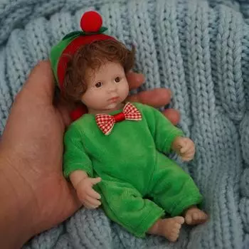 6-дюймовая мини-глупая милая кукла возрождения, мягкая на ощупь виниловая кукла для всего тела, твердые куклы-реборн для детей, одежда, рождественский комбинезон, кукла-симулятор, подарки для детей