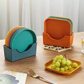 6-дюймовая обеденная тарелка пищевого качества, штабелируемая пластиковая круглая сервировочная посуда для кухни 2 жёлтый