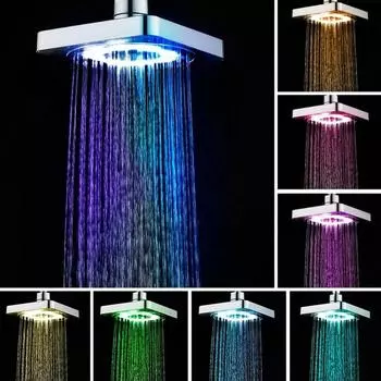 6-дюймовая водосберегающая 7-цветная светодиодная насадка для душа с постепенным выцветанием, дождевая потолочная насадка для душа разноцветный