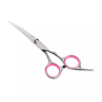 6-дюймовые ножницы из нержавеющей стали для стрижки домашних животных с изогнутыми лезвиями, ножницы для стрижки волос для собак и кошек, парикмахерские 1 розовый