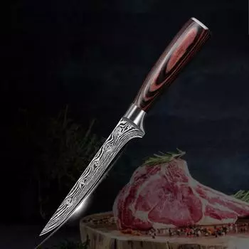 6-дюймовый 7CR17 прозрачный нож из дамасской нержавеющей стали, разделительный нож для разборки костей, кухонные ножи для убоя