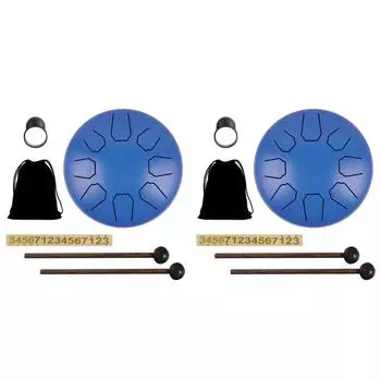 6-дюймовый 8-нотный стальной барабан для хэндпана, ударные инструменты (Темно-синий)