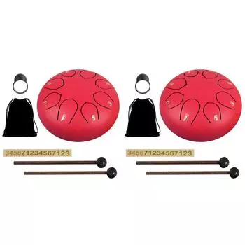 6-дюймовый 8-нотный стальной барабан для хэндпана, ударные инструменты (красный) #