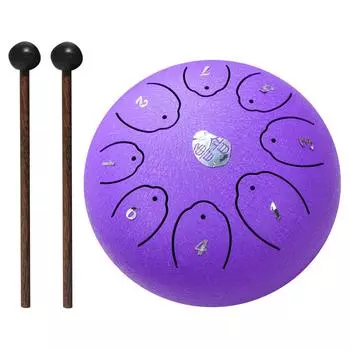 6-дюймовый 8-нотный стальной язычковый барабан с сумкой для переноски, барабанные палочки, нотная книга, ударные инструменты, инструмент Rain Drum, уникальный подарок фиолетовый