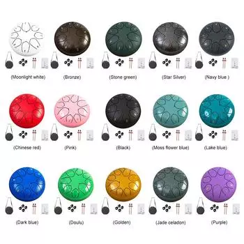 6-дюймовый 8-нотный стальной язычковый барабан с сумкой для переноски, палочки, медиаторы, нотная тетрадь, ручной барабан, ударные инструменты, уникальный подарок Moonlight white 6 inch 8 tone