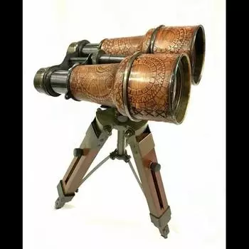 6-дюймовый бинокулярный старинный настольный латунный телескоп с деревянной подставкой для штатива, морской M коричневый