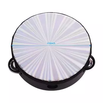 6-дюймовый деревянный сияющий бубен ручной барабан с колокольчиком и однорядными джинглами 4 Inch чёрный