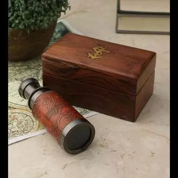 6-дюймовый латунный телескоп Dollond London с деревянной коробкой, винтажная мини-ручная подзорная труба, морская подзорная труба S латунный